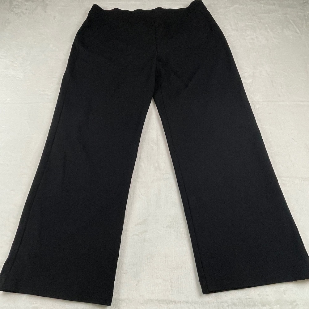 Soft Surroundings Womens 1X Black Wide Leg Knit Pull On Trousers 5642B High Rise